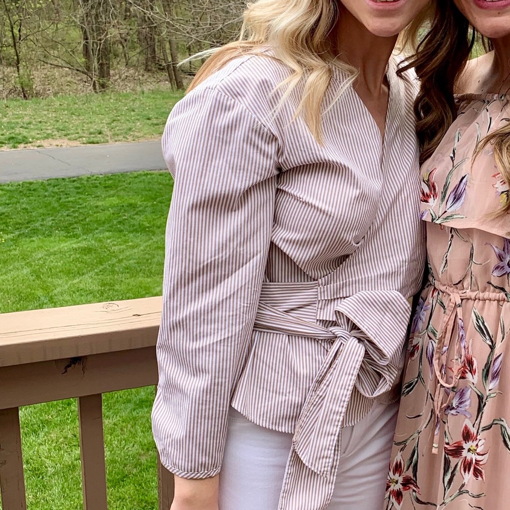 J . crew wrap around tie shirt!